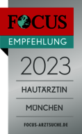 FOCUS Empfehlungssiegel Hautärztin 2023 Dr. med. Carola Geyer-Nüsslein